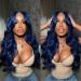 X-TRESS 28 inch Blue HD Lace Front Wigs for Black Women Cool Blue Long Curly Lace part Wig Synthetic Heat Resistant Fibre Hair Wigs with Pre Plucked Baby Hair(Blue)