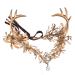 MOSTORY Handmade Gold Fairy Leaf Headpiece Golden Antler Elf Crown Woodland Forest Elven Circlet Celtic Cosplay Hair Accessories for Women Womens Maternity Shoot Wedding Bridal Rave Party Proms