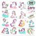 Metker Unicorn, Mermaid (260 PCS) kids waterproof temporary tattoos,children's temporary tattoo toys.Girl face tattoo stickers,Goody Bag Stuffers Party Bag Fillers Unicorn & Mermaid