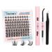 DIY Lash Extension Kit  Lash Cluster 80 Pcs with Strong Hold Lash Bond and Seal and Cluster Eyelashes Applicator Tool Eyelash Extensions Kit for Self Applicator at Home