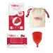 Sileu menstrual cup Divine - most convenient cup - up to 12 hours of protection without leaks - medical silicone - sensitive blisters and control cramps size L red