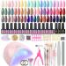 PEACECOLOR Gel Nail Starter Kit 30 Colors with Nail Lamp 36W Soak off U V LED Gel Nail Polish Set Matte Top and Base Coat Manicure Starter Kit Nail Salon DIY Home for Decoration KAP0057