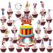 25PCS Amazing Circus Cake Topper Digital Birthday Cake topper Theme Party Decoration Paper Cup Cake Topper for Teenage Boys and Girls