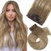 Moresoo real hair extensions clip light brown clip in hair extension real hair remy clip in extensions real hair light brown with gold blond #8/22/8 5PCs 80g 30 cm double broken 30 cm 1. #8/22/8