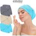 Emmy Home Hair Turban Set - 100% Cotton Quick-Drying Towel for Long Hair - 2 Piece Blue Turban with Button - Buy Online on GoSupps.com
