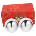 Healeved 1 set of baoding iron ball finger protection made of cotton roller balls massage toys handmade balls manual massage devices baoding balls handball metal boxes handle 5x5x5cm silver