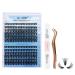 GEMERRY 240Pcs D Crul 8-16mm Cluster Eyelash Extensions Kit Individual Lashes with Lash Bond and Seal and Applicator DIY Individual Eyelash Kit Wide Stem Soft for Personal Use DIY (Kit-40+50D-816-D) KIT 40D+50D-8-16-D