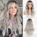 HAIRCUBE Long Grey Wigs for Women Synthetic Hair Wig with Fringe