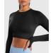 Stylishine Seamless Long Sleeve Crop Top | Black | Small | Yoga Athletic Shirt - Buy Online on GoSupps.com