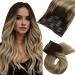 Moresoo clip in Extensions real hair ombre remy human hair clip extensions brown hair extreme real hair clip brown to light brown with blond #3/8/22 7 daring 120g 55 cm #3/8/22
