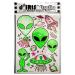 Alien UFO Design UV Reactive Temporary Tattoos - Glow in the Dark Body Art for EDM EDC Rave Parties | Blacklight Festival Accessories - 1 Sheet - Buy Online on GoSupps.com