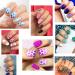 144 Pieces Holographic Nail Vinyl Stencils Sticker Set - 72 Designs, 24 Sheets - Reusable Nail Art Decals for French Tip and Fringe Guides - Buy Online on GoSupps.com