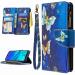 Miago 9 card slots leather cover for Huawei Y6 2019 colorful zipper Flip case Wallet case cell phone case PU leather pocket protective cover gold butterfly Huawei Y6 2019 gold butterfly
