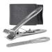 VOGARB Nail Clippers for Thick Nails Wide Jaw Opening Large Straight Blades Flat Edge Fingernail Toenail Cutter with Nail File Set for Men,Women,Adult,Seniors,Stainless Steel(Flat Edge-S)
