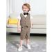 Mint Green Baby Boys Gentleman Suit Set | Shirt, Bowtie, Waistcoat & Shorts | Size 3-4 Years | Khaki Plaid - Buy Online on GoSupps.com