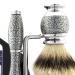 4Pc Men's Grooming & Shaving Kit - 3 Edge Razor Silver Tip Badger Brush Stand & Alum Pencil - Perfect Grooming Set for Men - Buy Online on GoSupps.com