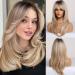 Testar blonde ombre wigs for women Lange especially wigs with Air bangs synthetic heat -resistant glued -free glue wig natural hair wigs for daily use/motto party ombre blonde