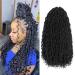 5 Packs Boho Goddess Locs Crochet Hair 22inch River Faux Curly Wavy with in Middle and Ends Style Synthetic Extensions (22 5Packs 1B) 22 Inch 1B