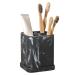 ZCCZ bathroom accessory-toothbrush holder in a noble stone look square tooth cleaning cup for electrical toothbrush cosmetics brushes razors-high-quality mug with compensation in black black marble look with removable tablet