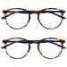 Opulize Met Reading glasses 2 Pack slim round frame spring hinged scratch-resistant brown tortoise blue bracket men women rr60-2 +1.50 dioptria brown tortoise front dark blue arms