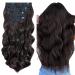4PCS-11Clips Hair Extensions Clip in Curly Synthetic Clip in Hair Extension Fiber Hair Pieces 22 Inches Long Hair Clip in Extensions for Women Wavy Hair Pieces for Full Head-Curly #Dark Brown 22 Inch Curly #Dark Brown