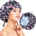 Luxury Shower Cap for Women, Waterproof Reusable Shower Caps Double Layers Microfiber Terry Lined with Dry Hair Function, Large for Long Hair, Adjustable Large (Pack of 1) 2