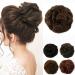 JJstar Messy Hair Bun Curly Wavy Hair Scrunchies Accessories Pieces for Women Girls Synthetic Hair Chignons (Medium Brown)