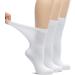 Hugh Ugoli Women's Bamboo Loose Fit Diabetic Crew Socks Soft Wide & Stretchy with Seamless Toe & Non-Binding Top 3 Pairs 10-12 08- White (3 Pairs)