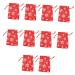 SEWOART 10pcs Snowflake Burlap Bag Party Supply Holiday Pouch Christmas Bag Drawstring Storage Bags 14X10X0.3CM Red