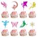 Arthsdite 24Pcs Fairy Cupcake Toppers Flower Angel Fairy Butterfly Flower Cupcake Picks for Wedding Bridal Shower Baby Shower Birthday Party Cake Decorations Supplies