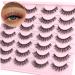 False Lashes Natural Look Wispy Mink Eyelashes Short Cat Eye Lashes Extension 12mm 14 Pairs Natural Manga Strip Fake Eyelashes Pack by TNFVLONEINS 02M-Short