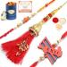 Ghasitaram Gifts Rakhi for Brother Rakhis Online - Set of 3 Ibiza Bhaiya Bhabhi Rakhi and Cricketer Kids Rakhi with 100 GMS of Dryfruits Mix Can 200 GMS of Kaju katli