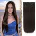 Feshfen clip in extensions 4PCs 50 cm hair extensions with clips synthetic smooth hair exension long hair extensions dark brown clip in hair part for women smooth 4pcs - dark brown