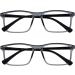 Buy Opulize Ink Lessen Glasses 2 Series Pack - Large Rectangular Frame Scratch-Resistant Spring Hinges +1.50 Diopter - Stylish Men's Reading Glasses in Transparent Gray & Black Arms - Buy Online on GoSupps.com