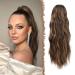 Feshfen ponytail hair part with cord 45 cm waves braid ponytail extension black & caramel brown hair extension synthetic long wavy hair extension ponytail for women women