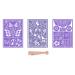 Set of three makeup stencils flowers + cats and butterflies + fairies + 1 ruler wooden bookmark Blumie