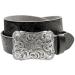 Western Fashion Style Floral Engraved Buckle Full Grain Genuine Leather Belt 1-1/2" (38mm) Wide - Assembled in the U.S 38 Type B Black
