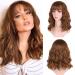 BOGSEA Light Auburn Wig with Bangs Short Auburn Wigs for Women Synthetic Wavy Wig Heat Resistant Hair Short Bob Wigs for Everyday Party (Light Auburn)