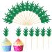 48 Pieces Pineapple Cupcake Toppers Glitter Cake Picks Donut Decor Topper for Summer Hawaii Party