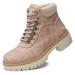 ANJOUFEMME Work Winter Hiking Boots for Women - Womens Snow Outdoor Casual Lace up Ankle Boots Waterproof Lightweight Warm Backpacking Walking Hiking Shoes W115-FNW05-PINK-10.5