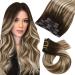 Moresoo Clip in Hair Extensions Real Human Hair Brown Clip in Real Hair Extensions Dark Brown to Chestnut Brown with Platinum Blonde Clip in Human Hair Extensions 10 Inch 5 Pcs/70g #4/6/613 25 cm #4/6/613