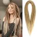Double ended Blonde Dreadlock Extenisons 10 Strands 24 Synthetic Dreads Extensions Loc Dreadlocks Crochet Dreads Light Brown Fake Dreads Hair Extensions M27/613 DE 24 Inch(10 strands) M27/613 Brown to Bleach Blonde