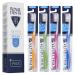 Royal Denta Silver Medium toothbrush 4 -pack - double length bristle for interdental cleaning silver particles against bacteria tartar removal medium strength multicolored
