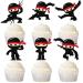 G-LOVELY'S 12 Pcs Ninja Birthday Cupcake Topper Ninja Cupcake Decoration for Ninja Themed Birthday Party for Kids Boys and Women Birthday Party Supply Ctf-24 Ninja