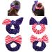 4 PCS Patriotic Velvet Scrunchies  Oaoleer 4th of July Hair Ties Elastics Scrunchy Bobbles Soft Hair Bands Ponytail Holder American USA Hair Accessories for Women Girls (American - Velvet)