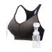 HOFISH Pumping Sports Bra for Women Padded Medium Support Racerback Bras Seamless High Impact Yoga Exercise Athletic Bras L Pumping Bra: Black/Cameo