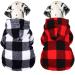 Frienda 2 Pieces Plaid Dog Hoodie Warm Soft Dog Sweater Outfit with Hat Autumn and Winter Pet Clothes with Leash Hole for Small Medium Puppy Wearing (Medium)