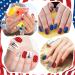 384 Piece Short Independence Day Patriotic Press On Nails - 16 Pack American Flag Square False Nails for Women and Girls - Buy Online on GoSupps.com
