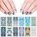 12 Sheets Marble Full Nail Wraps Bronzing Stickers  Nail Polish Strips DIY Self-Adhesive Nail Art Decals with 2 Piece Nail Files for Daily Party Decorations (168 Pieces) 12 Sheets  marble