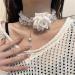 KUAIYIJU Exquisite Floral Choker Necklace - Rose Flower Lace Collar for Wedding & Party | International Shipping - Buy Online on GoSupps.com